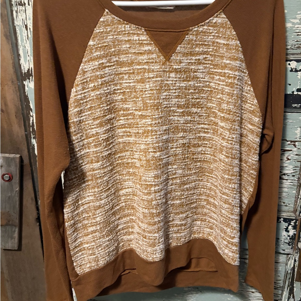 Le Lis Brown Knit Long Sleeve Top